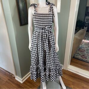 &Merci Call Me Maybe Plaid Gingham Midi Maxi Sun Dress Small S Smocked Sundress